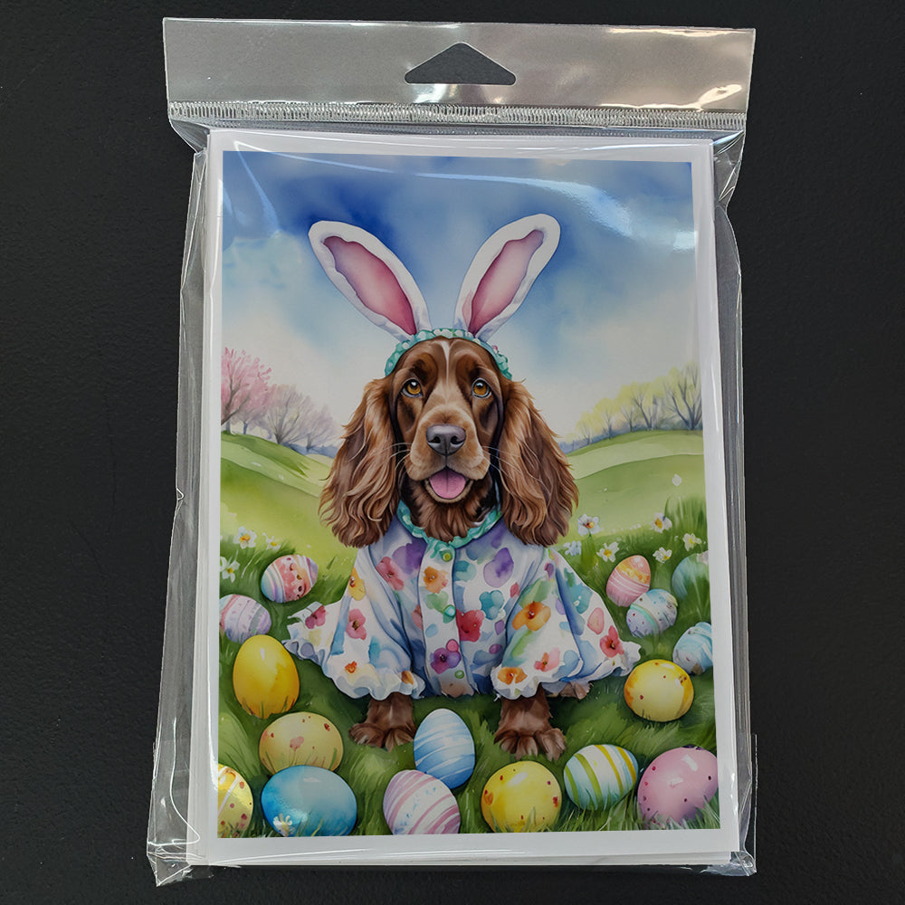 English Cocker Spaniel Easter Egg Hunt Greeting Cards Pack of 8 Blank Cards with Envelopes Whimsical A7 Size 5x7