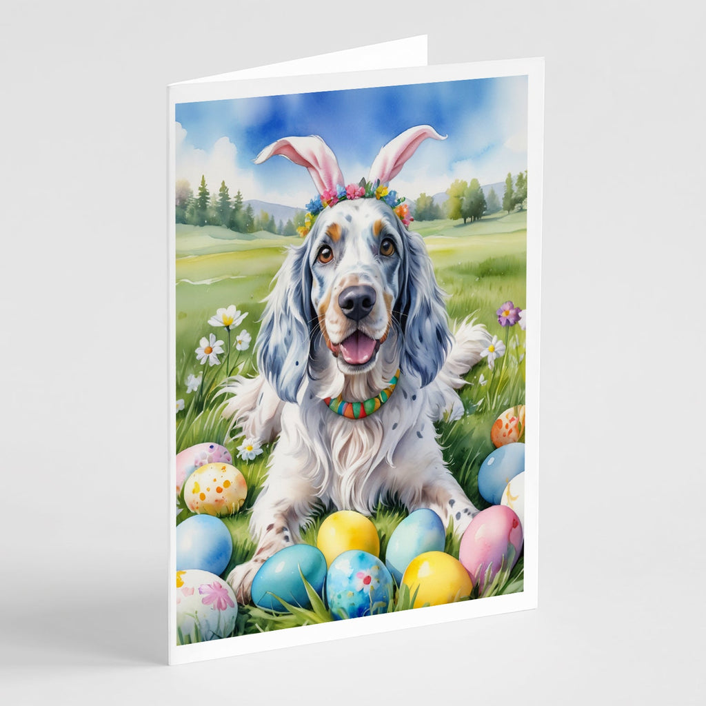 English Setter Easter Egg Hunt Greeting Cards Pack of 8 Blank Cards with Envelopes Whimsical A7 Size 5x7