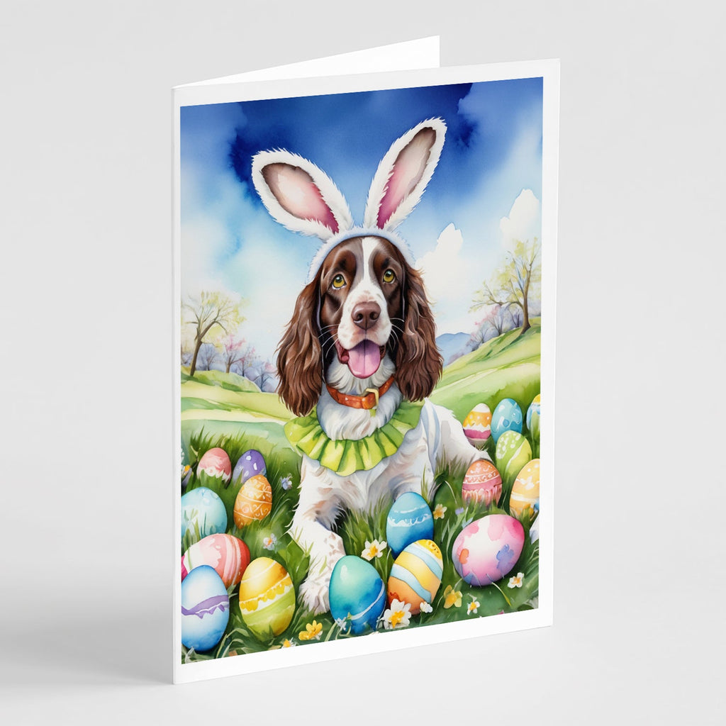 English Springer Spaniel Easter Egg Hunt Greeting Cards Pack of 8 Blank Cards with Envelopes Whimsical A7 Size 5x7