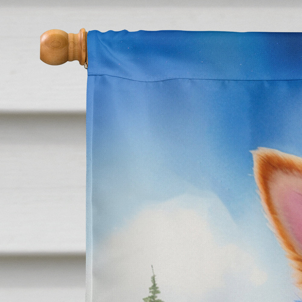 Finnish Spitz Easter Egg Hunt House Flag 28x40 Porch Sleeve Pole Decorative Outside Yard Banner Artwork Wall Hanging, Polyester