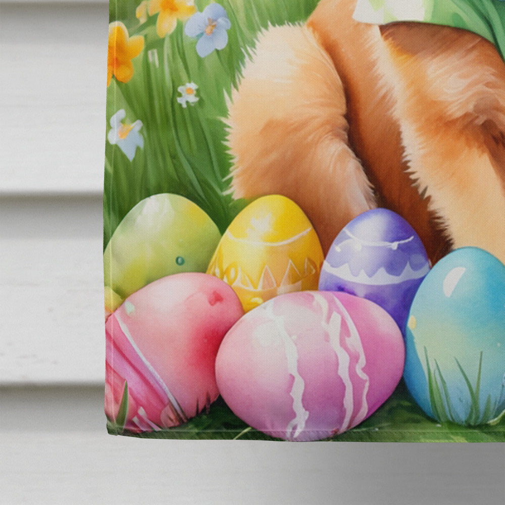 Finnish Spitz Easter Egg Hunt House Flag 28x40 Porch Sleeve Pole Decorative Outside Yard Banner Artwork Wall Hanging, Polyester