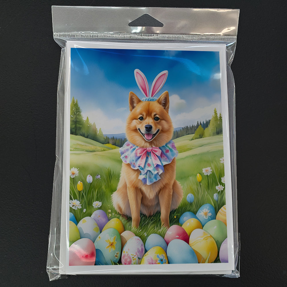 Finnish Spitz Easter Egg Hunt Greeting Cards Pack of 8 Blank Cards with Envelopes Whimsical A7 Size 5x7