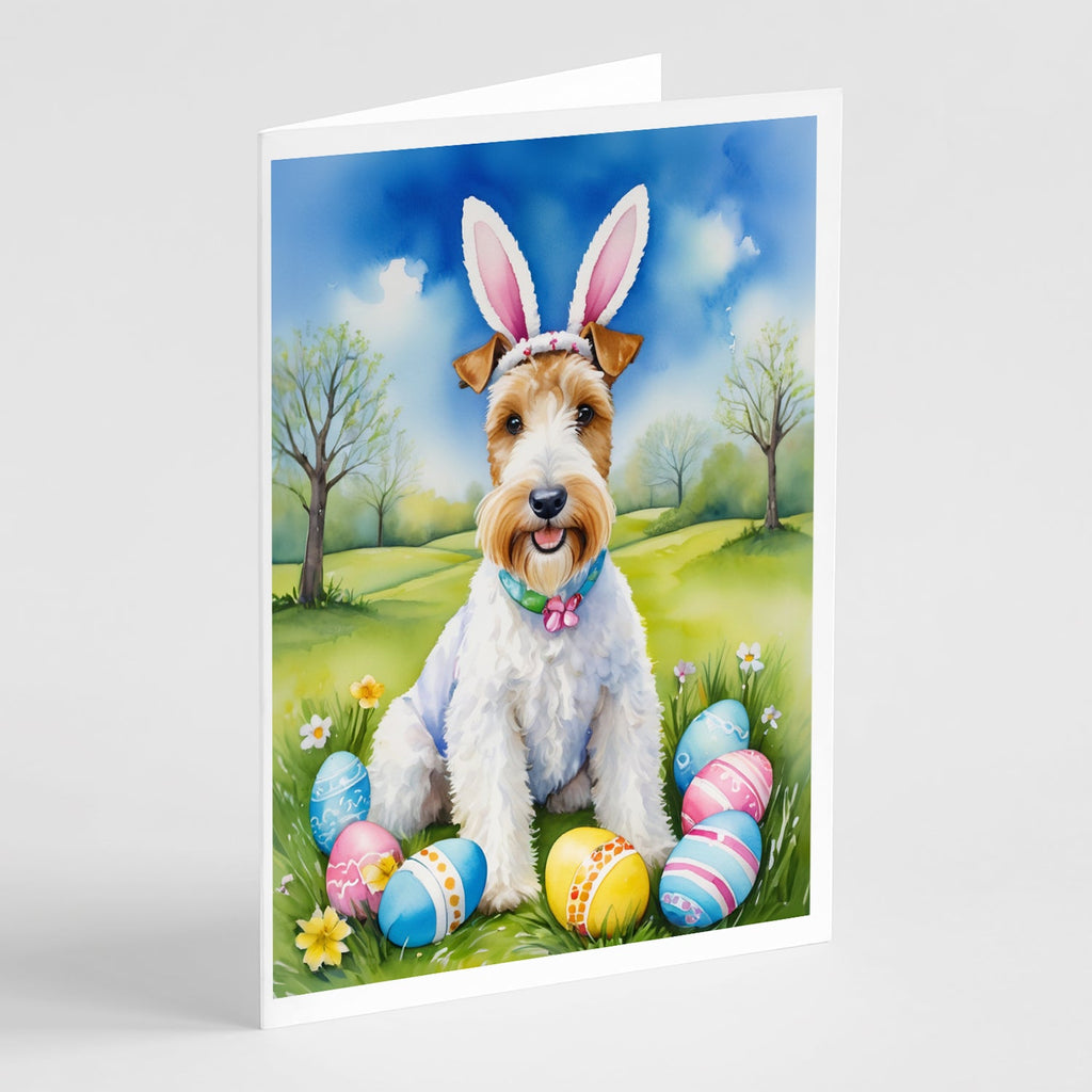 Fox Terrier Easter Egg Hunt Greeting Cards Pack of 8 Blank Cards with Envelopes Whimsical A7 Size 5x7