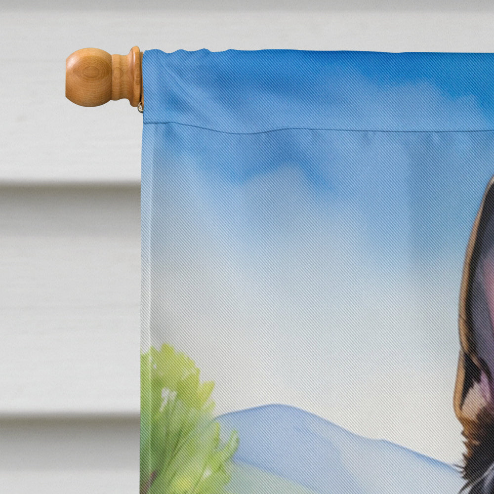 Black German Shepherd Easter Egg Hunt House Flag 28x40 Porch Sleeve Pole Decorative Outside Yard Banner Artwork Wall Hanging, Polyester