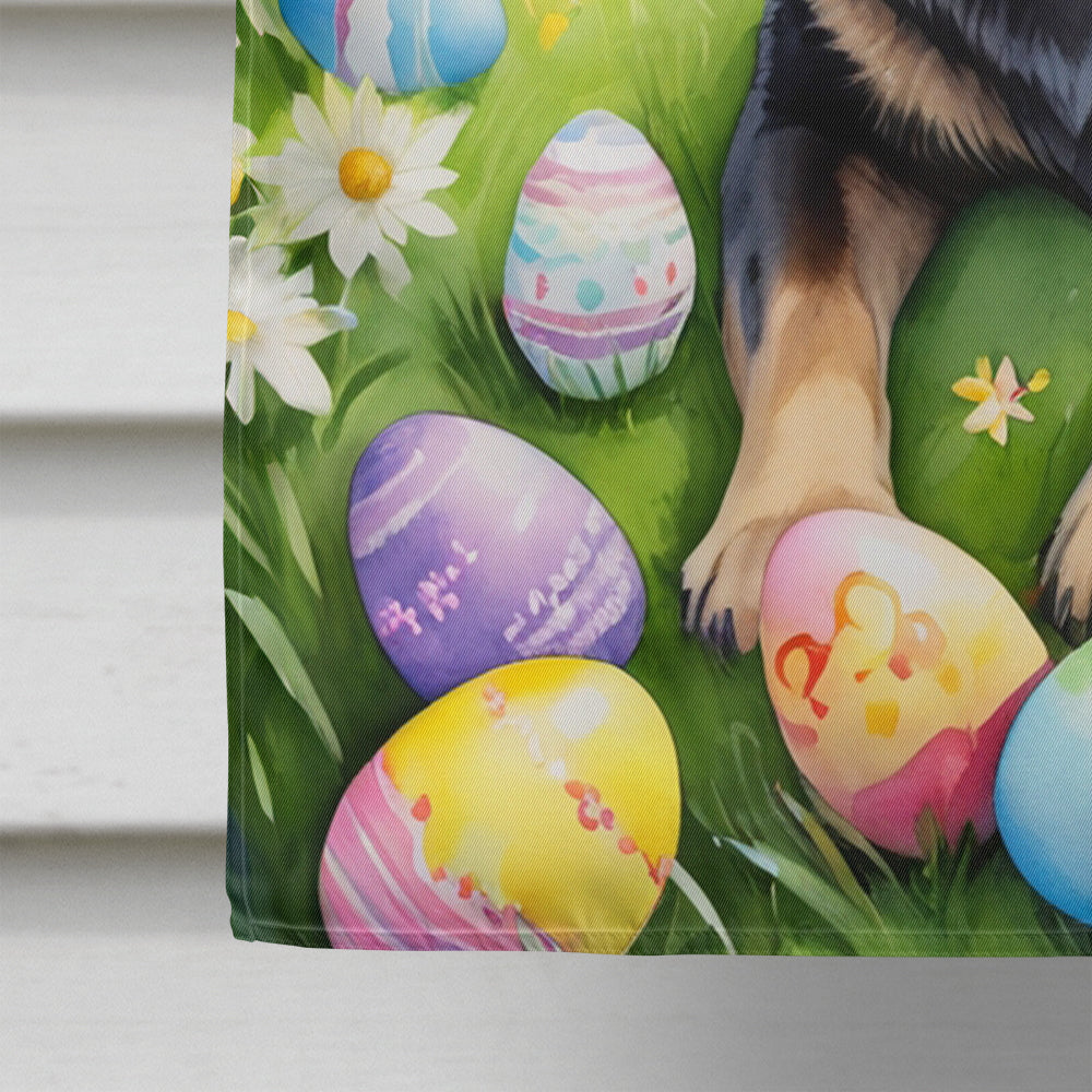 Black German Shepherd Easter Egg Hunt House Flag 28x40 Porch Sleeve Pole Decorative Outside Yard Banner Artwork Wall Hanging, Polyester