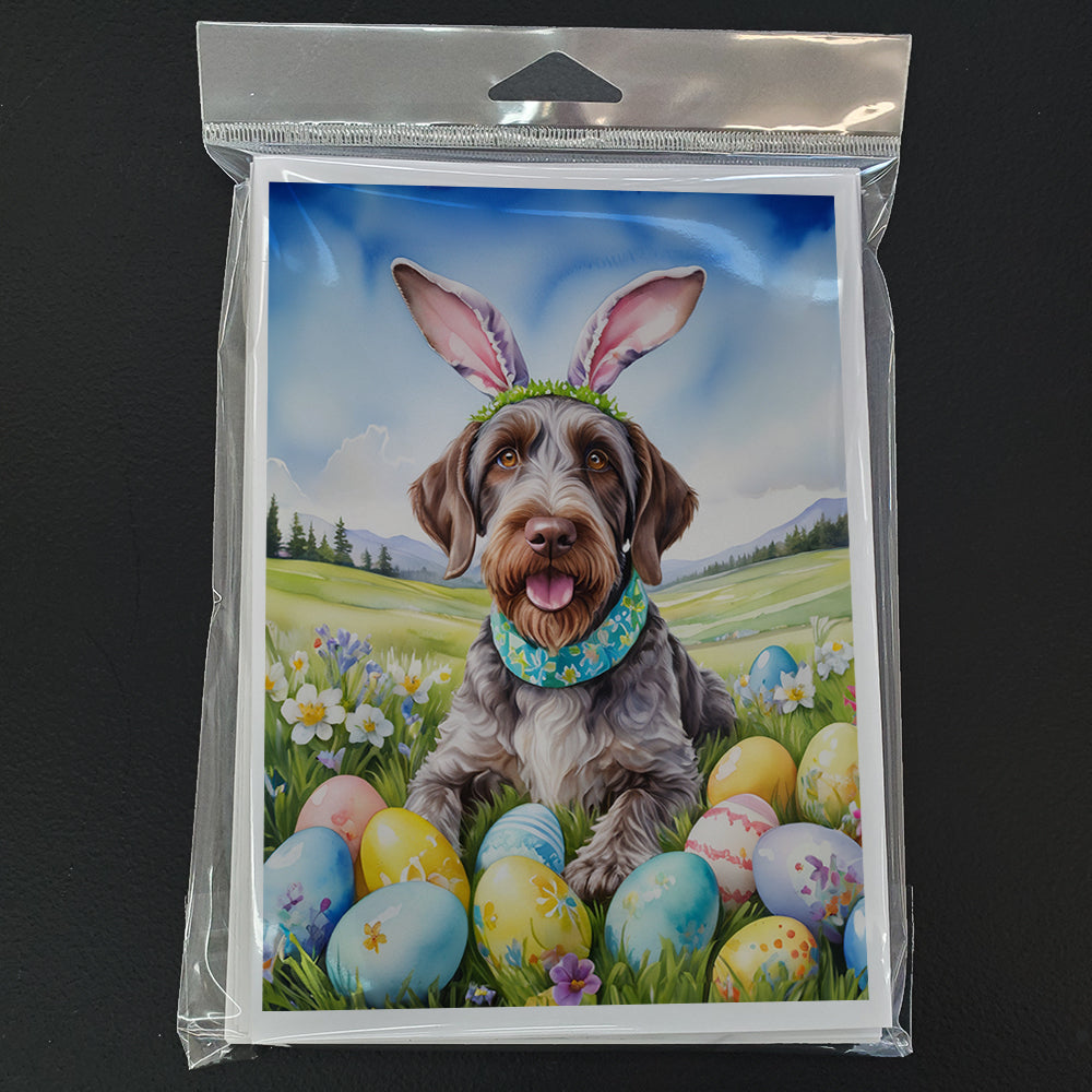 German Wirehaired Pointer Easter Egg Hunt Greeting Cards Pack of 8 Blank Cards with Envelopes Whimsical A7 Size 5x7