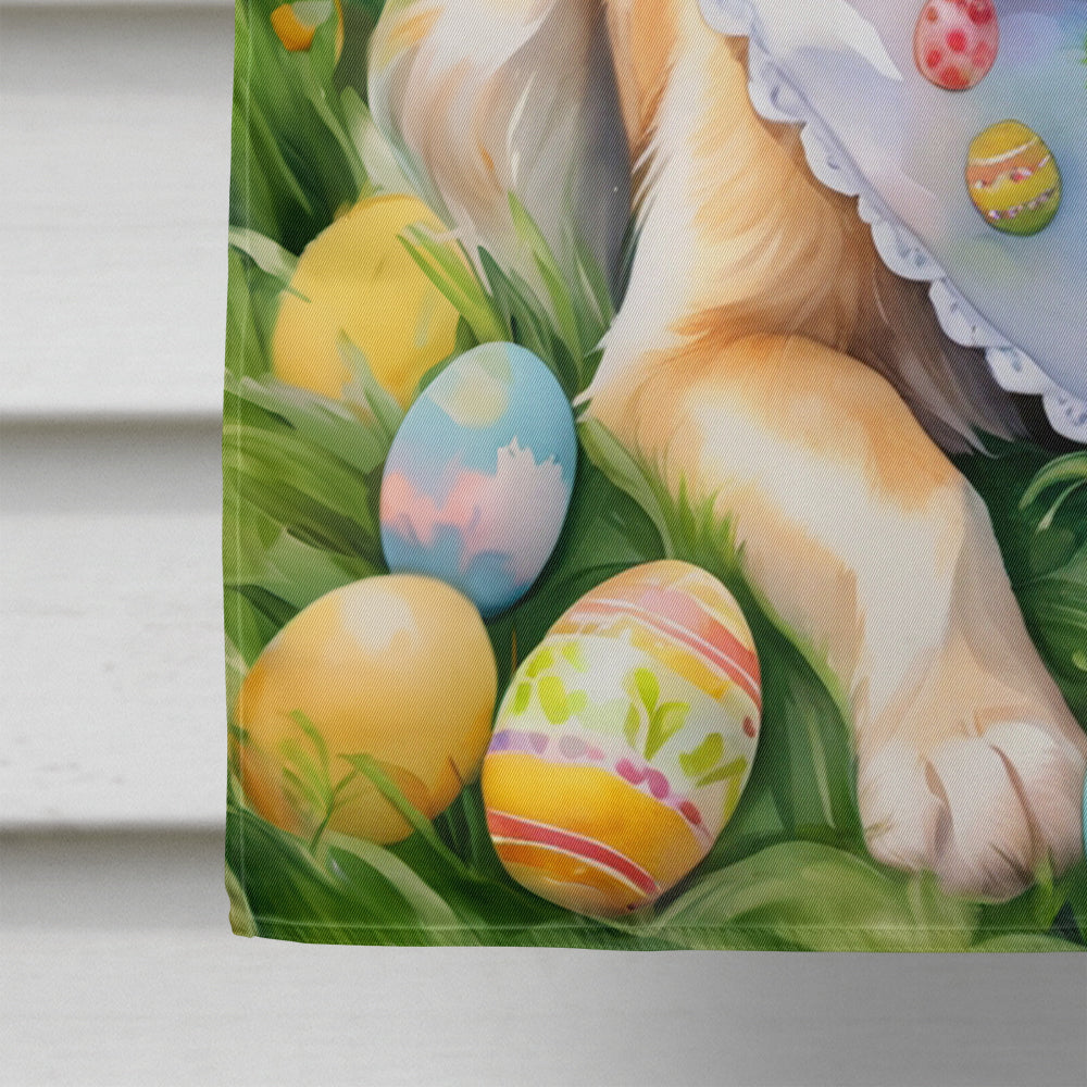 Golden Retriever Easter Egg Hunt House Flag 28x40 Porch Sleeve Pole Decorative Outside Yard Banner Artwork Wall Hanging, Polyester
