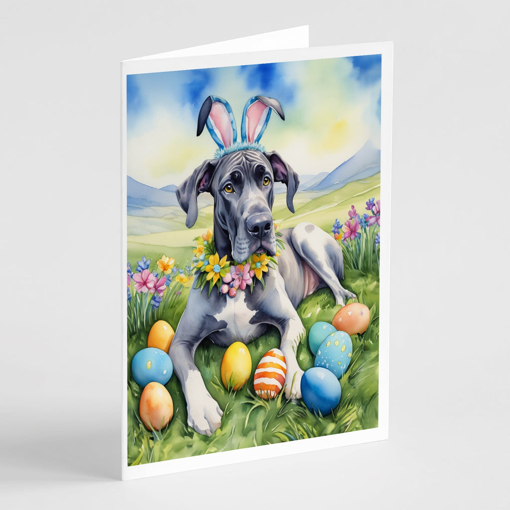 Great Dane Easter Egg Hunt Greeting Cards Pack of 8 Blank Cards with Envelopes Whimsical A7 Size 5x7