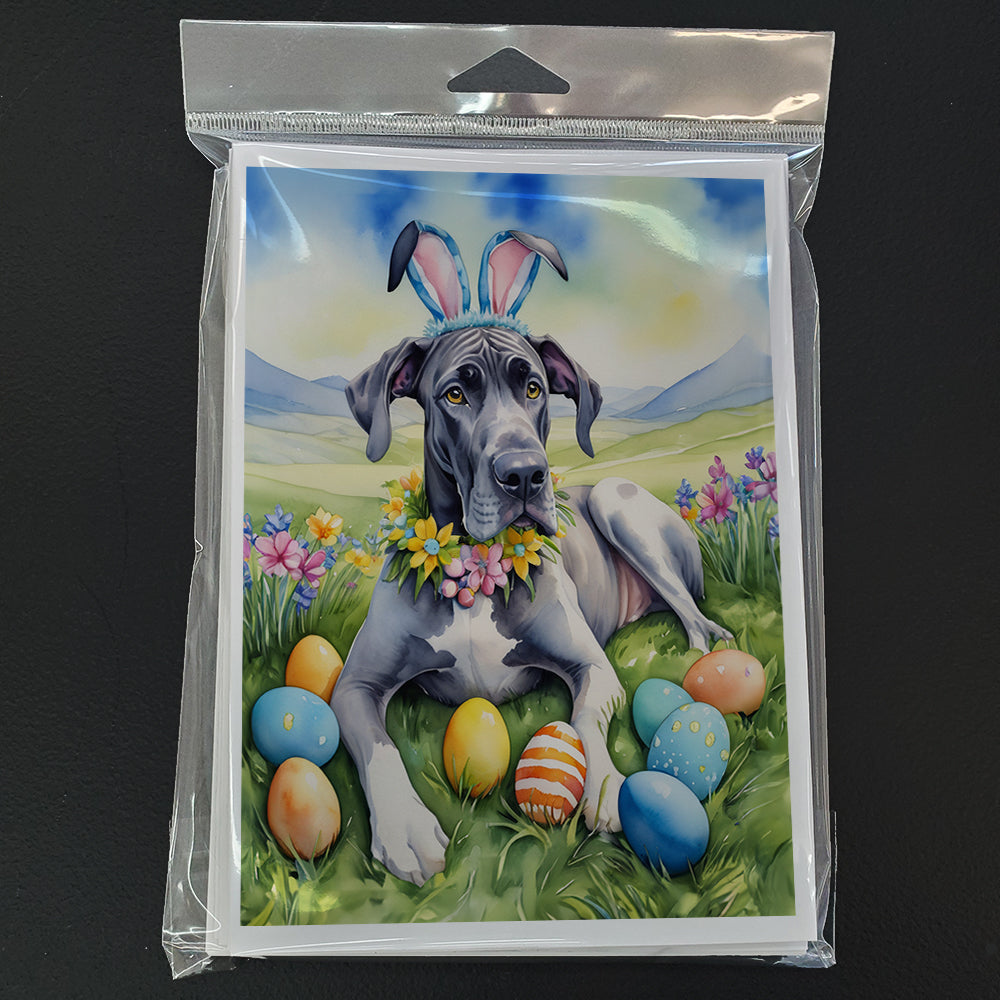 Great Dane Easter Egg Hunt Greeting Cards Pack of 8 Blank Cards with Envelopes Whimsical A7 Size 5x7
