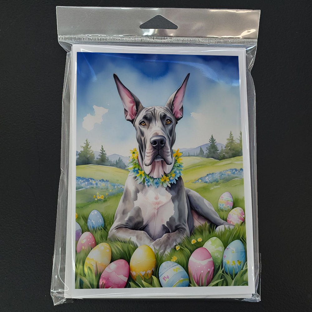 Great Dane Easter Egg Hunt Greeting Cards Pack of 8 Blank Cards with Envelopes Whimsical A7 Size 5x7