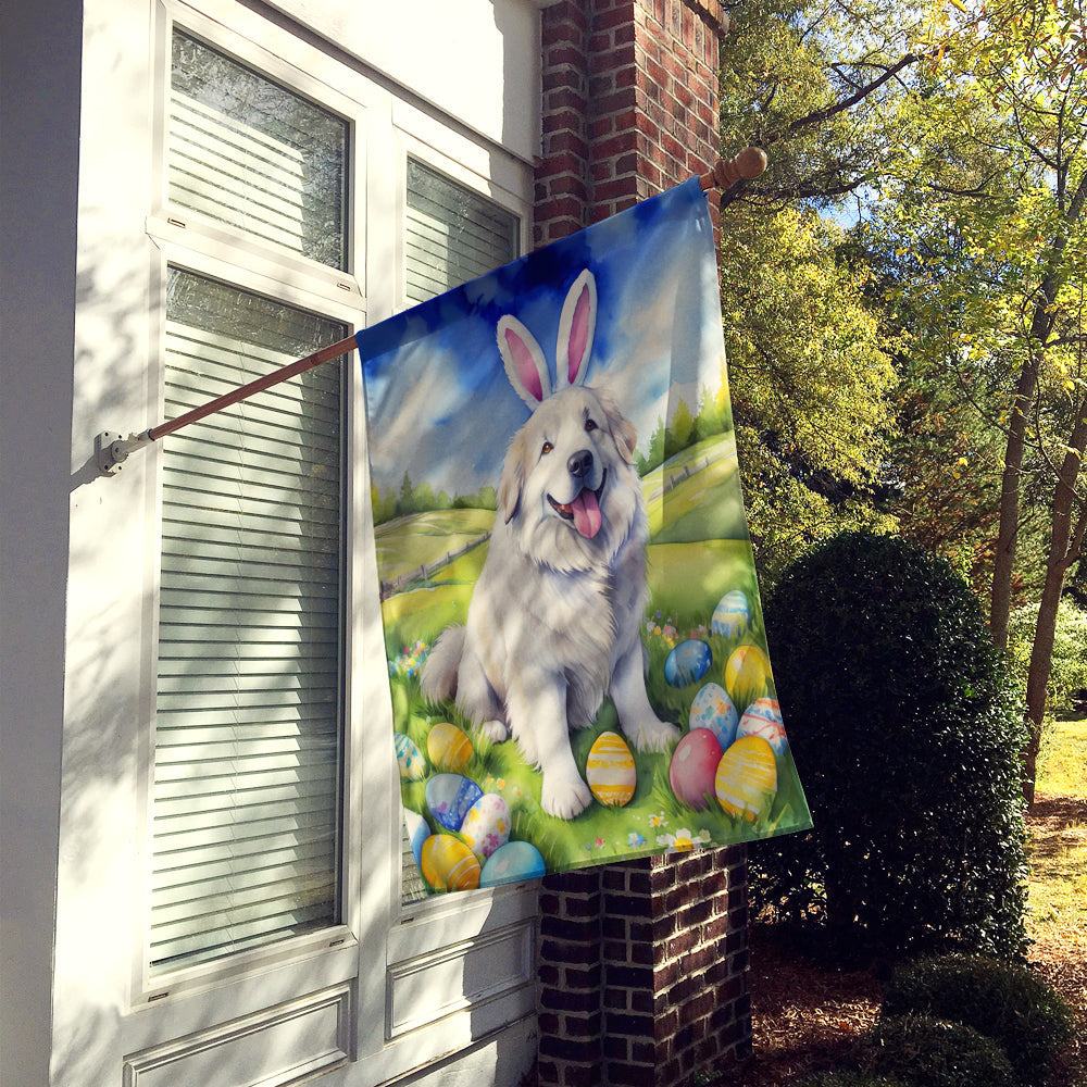 Great Pyrenees Easter Egg Hunt House Flag 28x40 Porch Sleeve Pole Decorative Outside Yard Banner Artwork Wall Hanging, Polyester