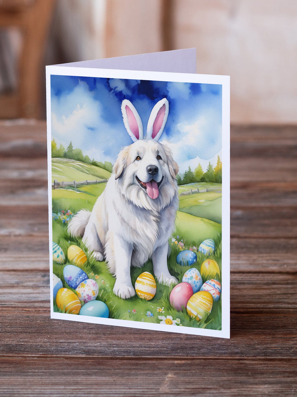 Great Pyrenees Easter Egg Hunt Greeting Cards Pack of 8 Blank Cards with Envelopes Whimsical A7 Size 5x7
