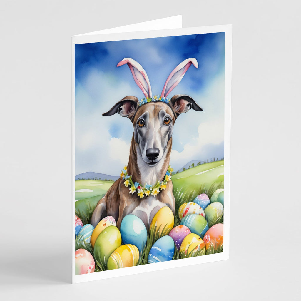 Greyhound Easter Egg Hunt Greeting Cards Pack of 8 Blank Cards with Envelopes Whimsical A7 Size 5x7
