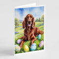 Irish Setter Easter Egg Hunt Greeting Cards Pack of 8 Blank Cards with Envelopes Whimsical A7 Size 5x7