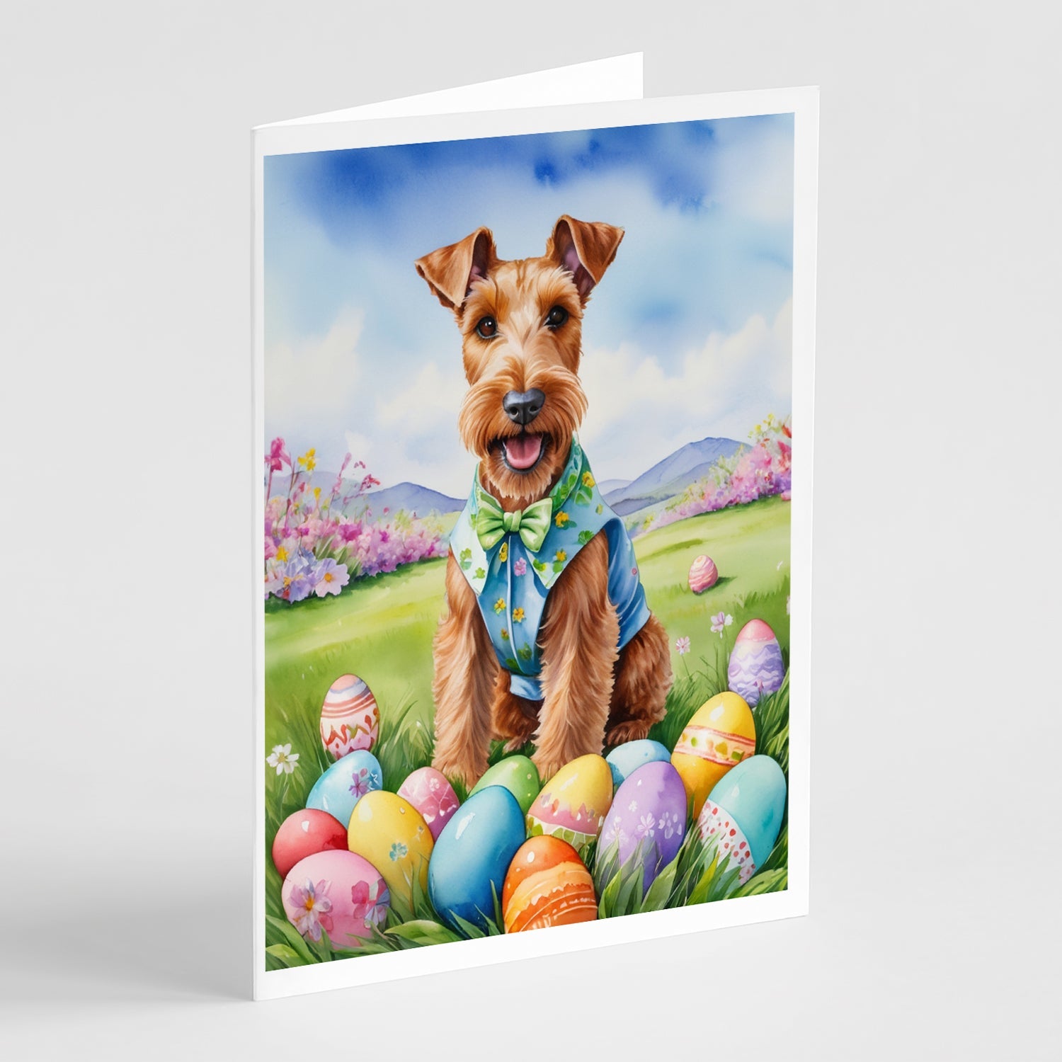 Irish Terrier Easter Egg Hunt Greeting Cards Pack of 8 Blank Cards with Envelopes Whimsical A7 Size 5x7
