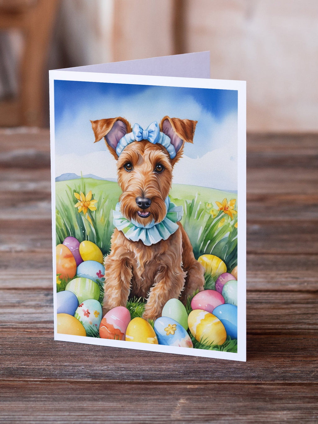 Irish Terrier Easter Egg Hunt Greeting Cards Pack of 8 Blank Cards with Envelopes Whimsical A7 Size 5x7
