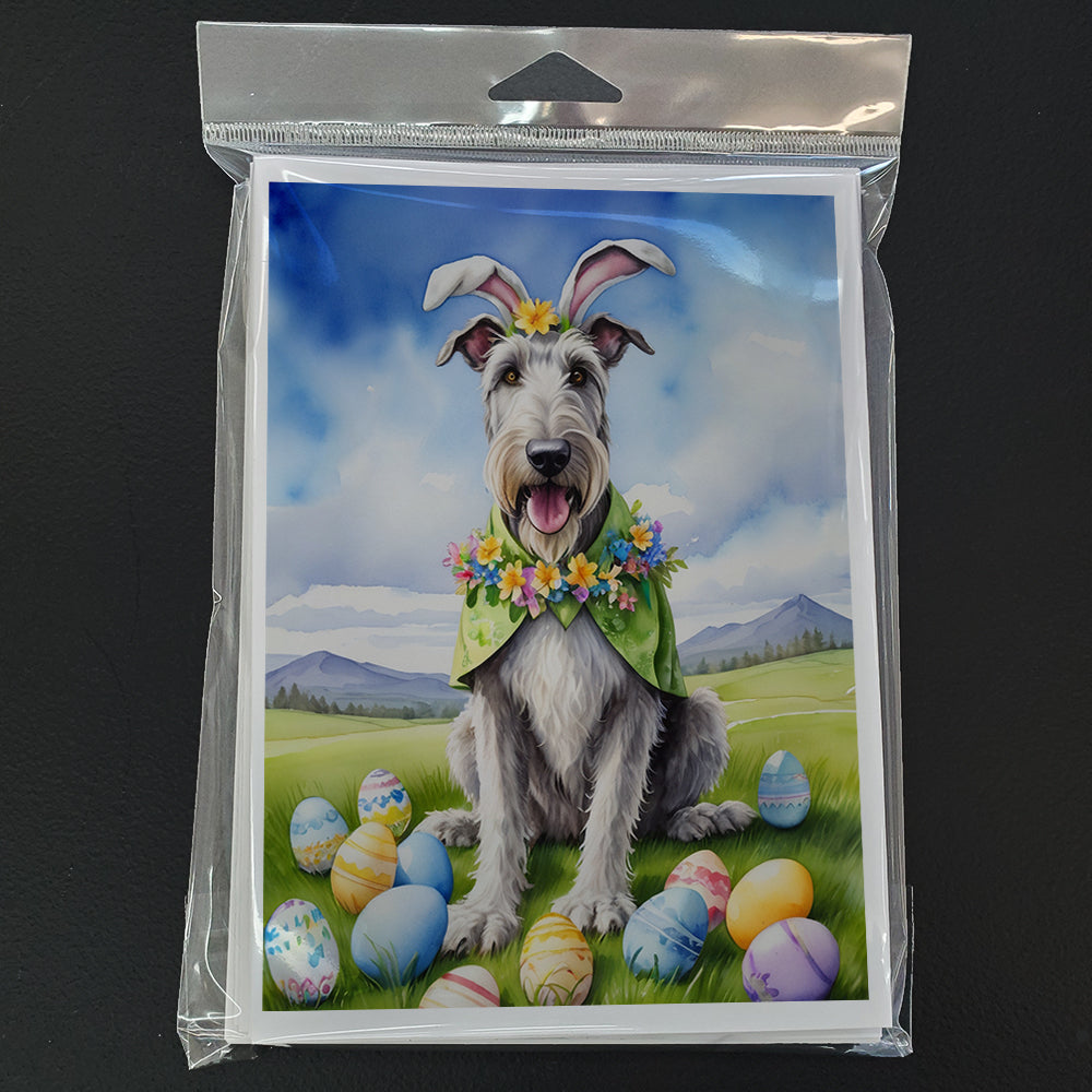 Irish Wolfhound Easter Egg Hunt Greeting Cards Pack of 8 Blank Cards with Envelopes Whimsical A7 Size 5x7