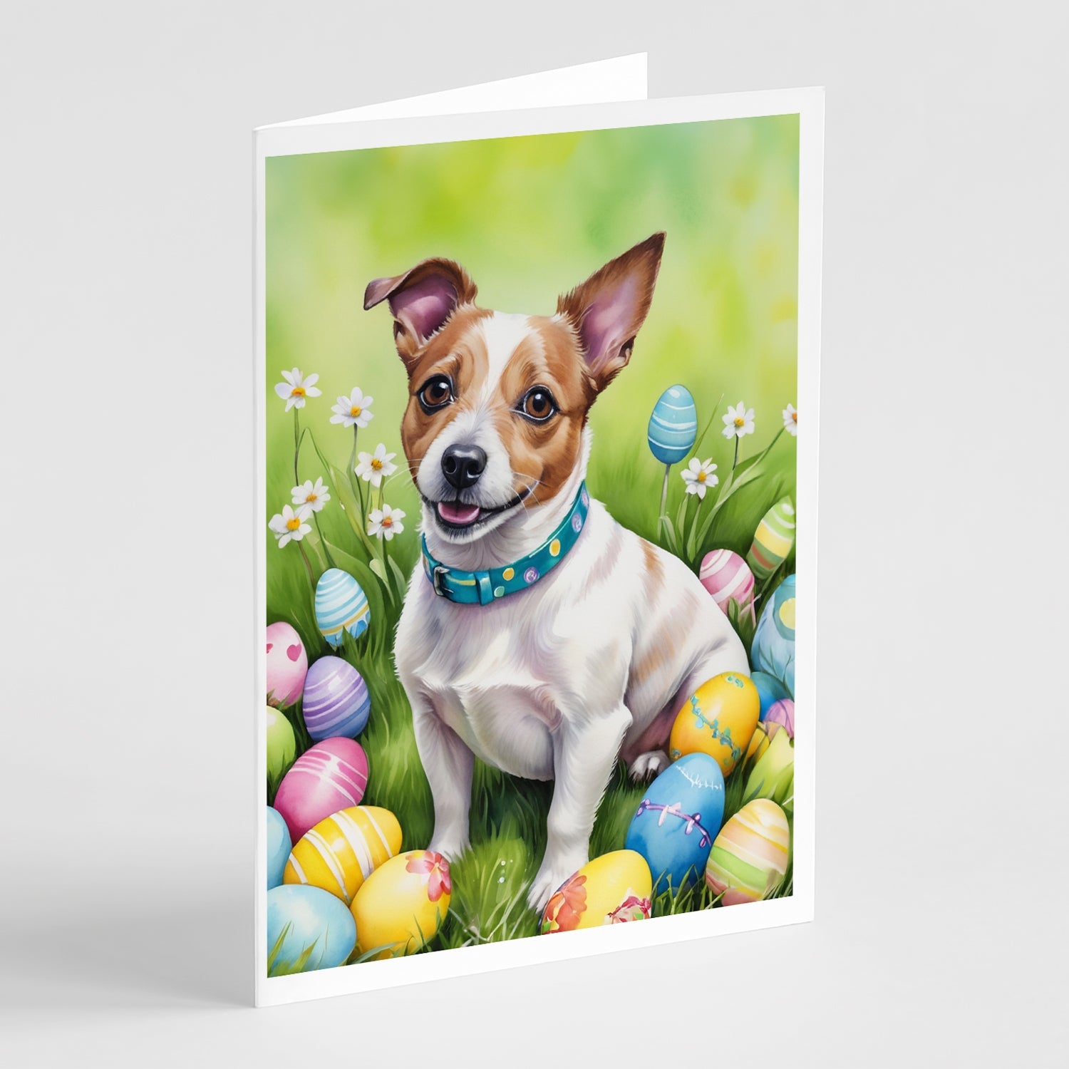Jack Russell Terrier Easter Egg Hunt Greeting Cards Pack of 8 Blank Cards with Envelopes Whimsical A7 Size 5x7