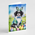 Japanese Chin Easter Egg Hunt Greeting Cards Pack of 8 Blank Cards with Envelopes Whimsical A7 Size 5x7