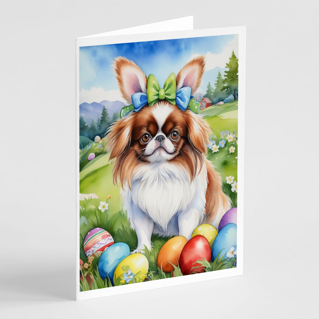 Japanese Chin Easter Egg Hunt Greeting Cards Pack of 8 Blank Cards with Envelopes Whimsical A7 Size 5x7