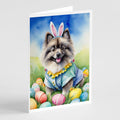 Keeshond Easter Egg Hunt Greeting Cards Pack of 8 Blank Cards with Envelopes Whimsical A7 Size 5x7