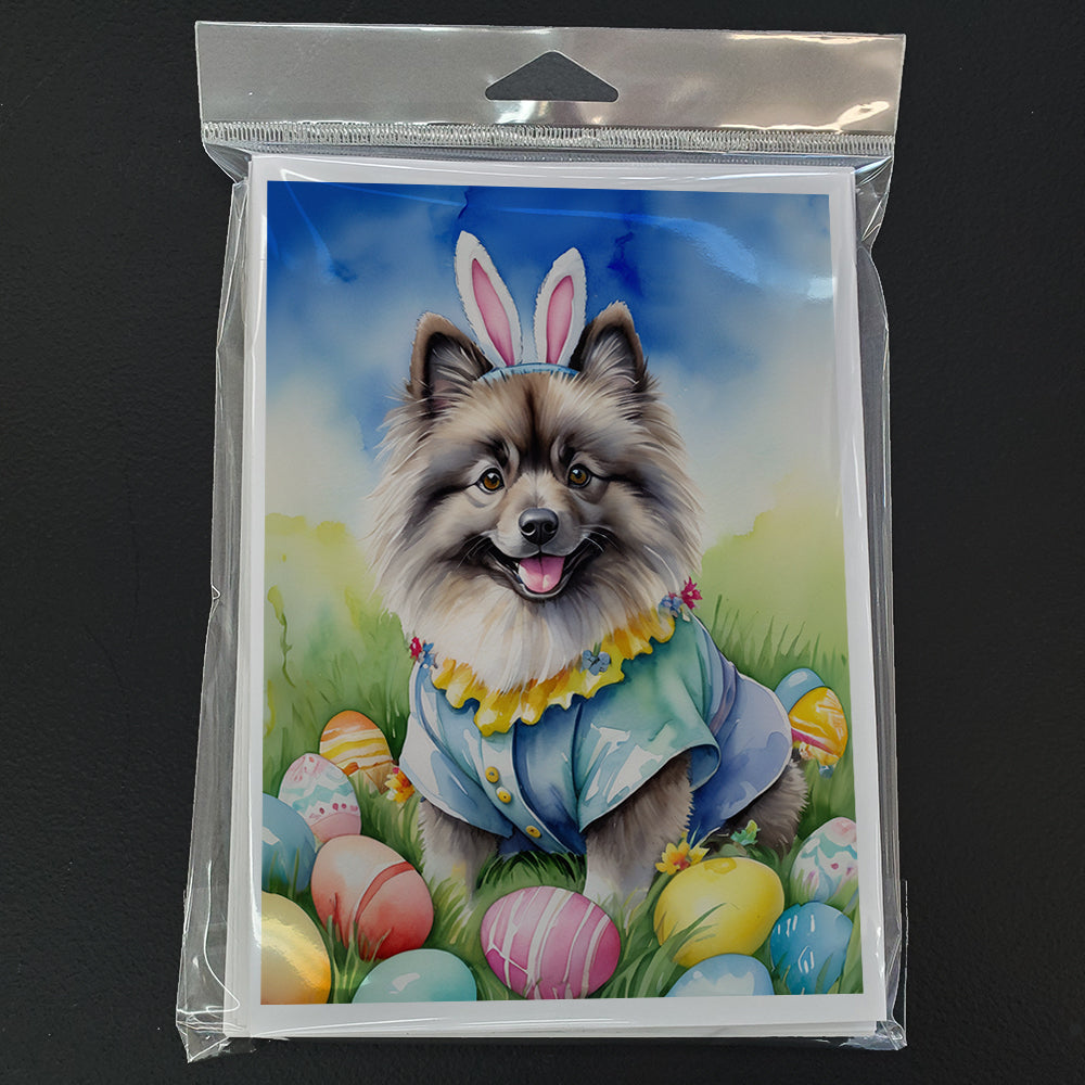 Keeshond Easter Egg Hunt Greeting Cards Pack of 8 Blank Cards with Envelopes Whimsical A7 Size 5x7
