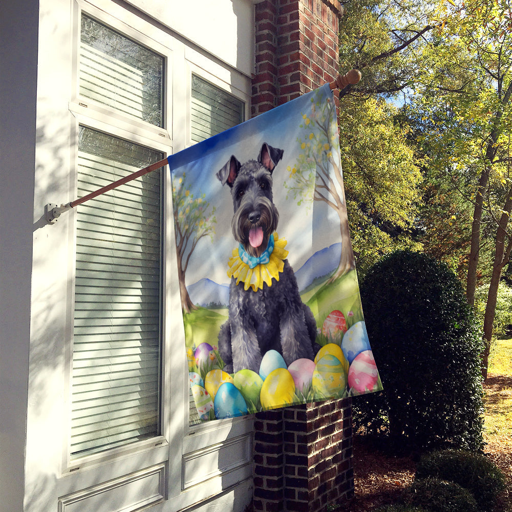 Kerry Blue Terrier Easter Egg Hunt House Flag 28x40 Porch Sleeve Pole Decorative Outside Yard Banner Artwork Wall Hanging, Polyester