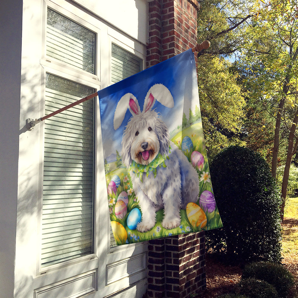 Komondor Easter Egg Hunt House Flag 28x40 Porch Sleeve Pole Decorative Outside Yard Banner Artwork Wall Hanging, Polyester