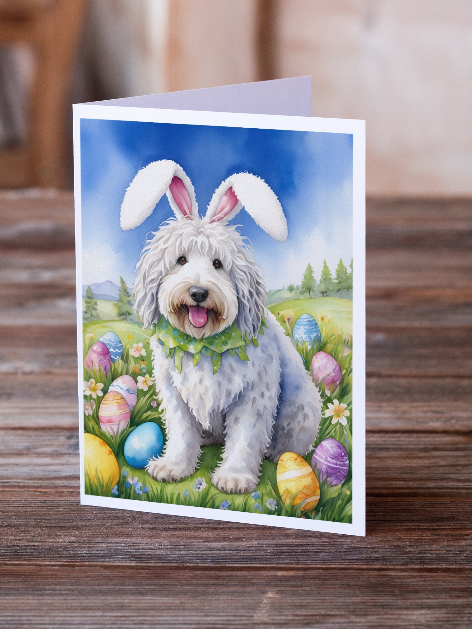 Komondor Easter Egg Hunt Greeting Cards Pack of 8 Blank Cards with Envelopes Whimsical A7 Size 5x7