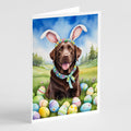 Chocolate Labrador Retriever Easter Egg Hunt Greeting Cards Pack of 8 Blank Cards with Envelopes Whimsical A7 Size 5x7