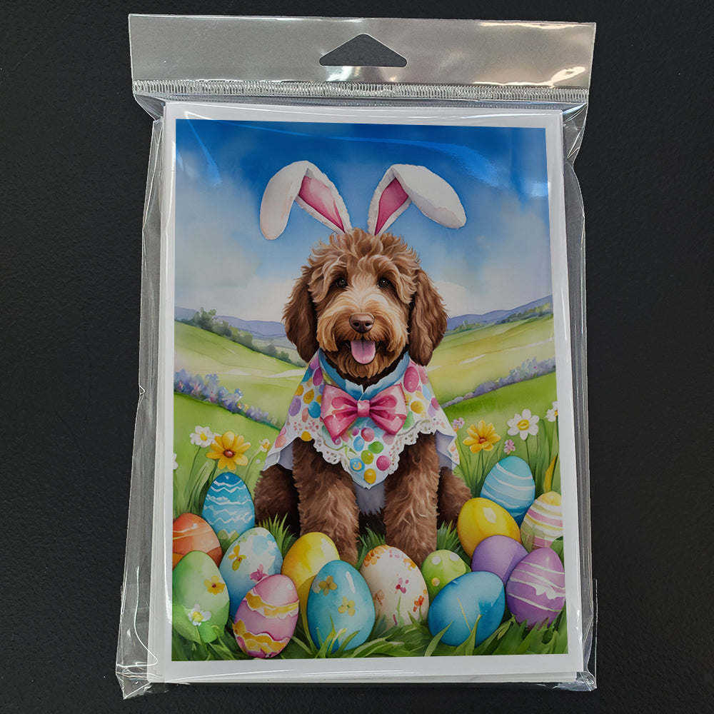 Labradoodle Easter Egg Hunt Greeting Cards Pack of 8 Blank Cards with Envelopes Whimsical A7 Size 5x7