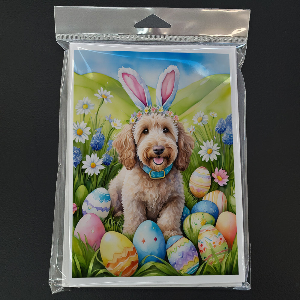 Labradoodle Easter Egg Hunt Greeting Cards Pack of 8 Blank Cards with Envelopes Whimsical A7 Size 5x7