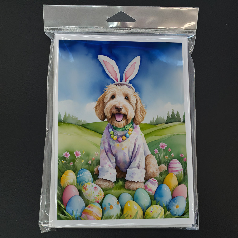 Labradoodle Easter Egg Hunt Greeting Cards Pack of 8 Blank Cards with Envelopes Whimsical A7 Size 5x7