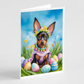 Miniature Pinscher Easter Egg Hunt Greeting Cards Pack of 8 Blank Cards with Envelopes Whimsical A7 Size 5x7
