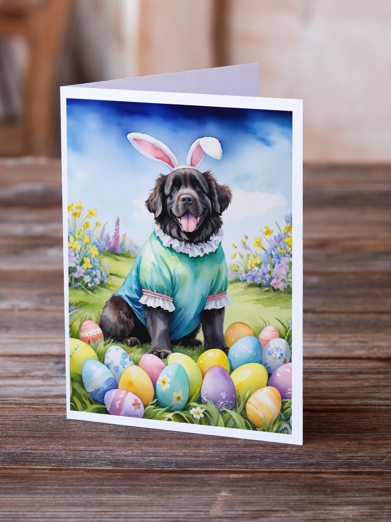 Newfoundland Easter Egg Hunt Greeting Cards Pack of 8 Blank Cards with Envelopes Whimsical A7 Size 5x7