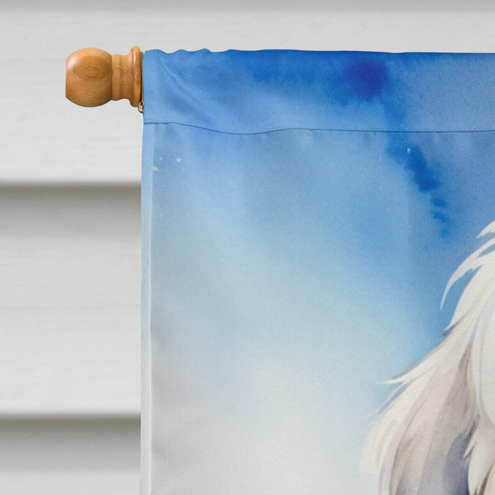 Old English Sheepdog Easter Egg Hunt House Flag 28x40 Porch Sleeve Pole Decorative Outside Yard Banner Artwork Wall Hanging, Polyester