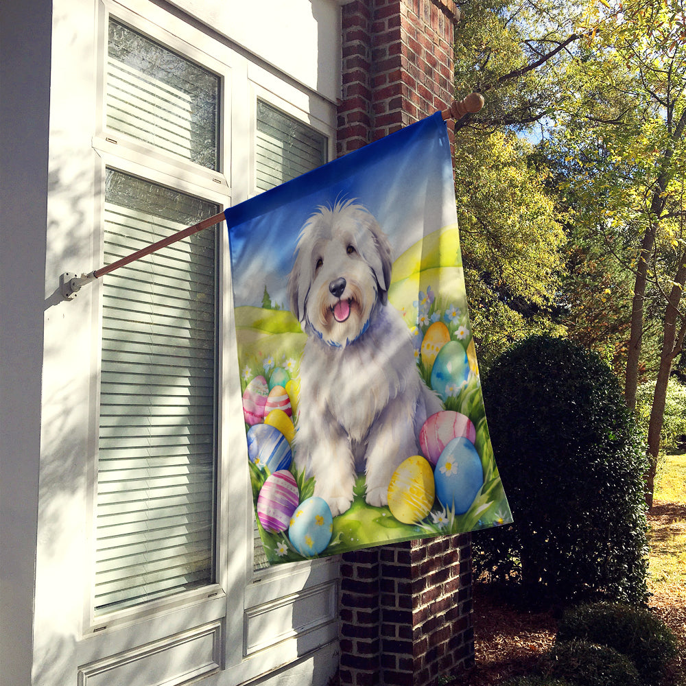 Old English Sheepdog Easter Egg Hunt House Flag 28x40 Porch Sleeve Pole Decorative Outside Yard Banner Artwork Wall Hanging, Polyester