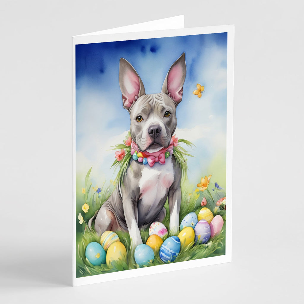 Pit Bull Terrier Easter Egg Hunt Greeting Cards Pack of 8 Blank Cards with Envelopes Whimsical A7 Size 5x7