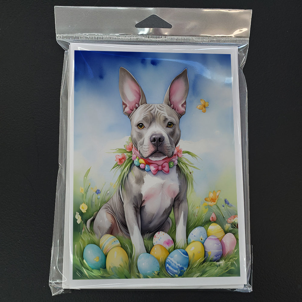 Pit Bull Terrier Easter Egg Hunt Greeting Cards Pack of 8 Blank Cards with Envelopes Whimsical A7 Size 5x7