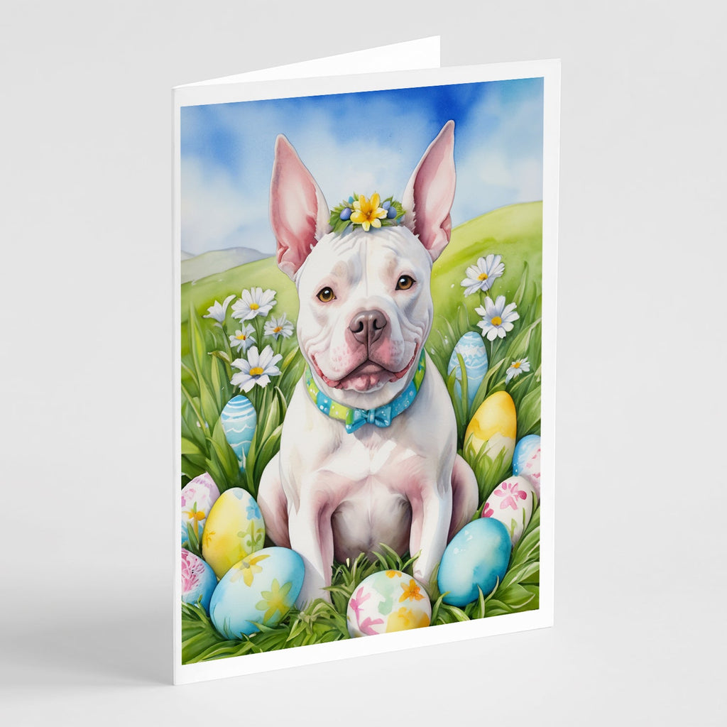 Pit Bull Terrier Easter Egg Hunt Greeting Cards Pack of 8 Blank Cards with Envelopes Whimsical A7 Size 5x7