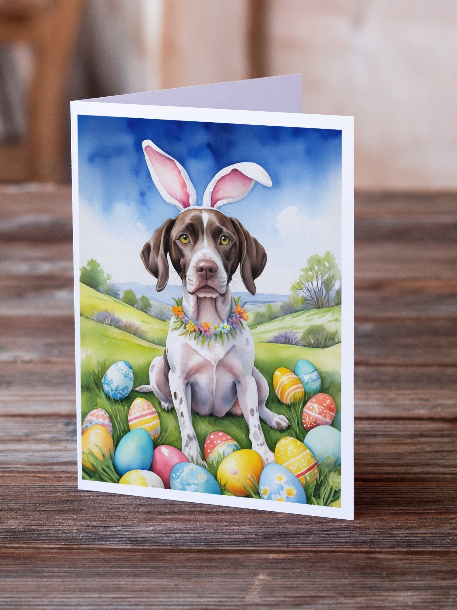 Pointer Easter Egg Hunt Greeting Cards Pack of 8 Blank Cards with Envelopes Whimsical A7 Size 5x7