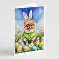Pomeranian Easter Egg Hunt Greeting Cards Pack of 8 Blank Cards with Envelopes Whimsical A7 Size 5x7