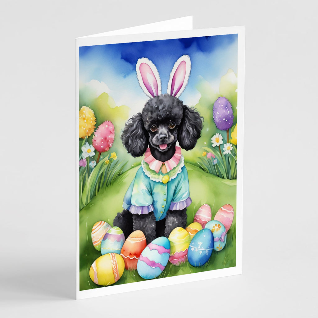 Black Poodle Easter Egg Hunt Greeting Cards Pack of 8 Blank Cards with Envelopes Whimsical A7 Size 5x7
