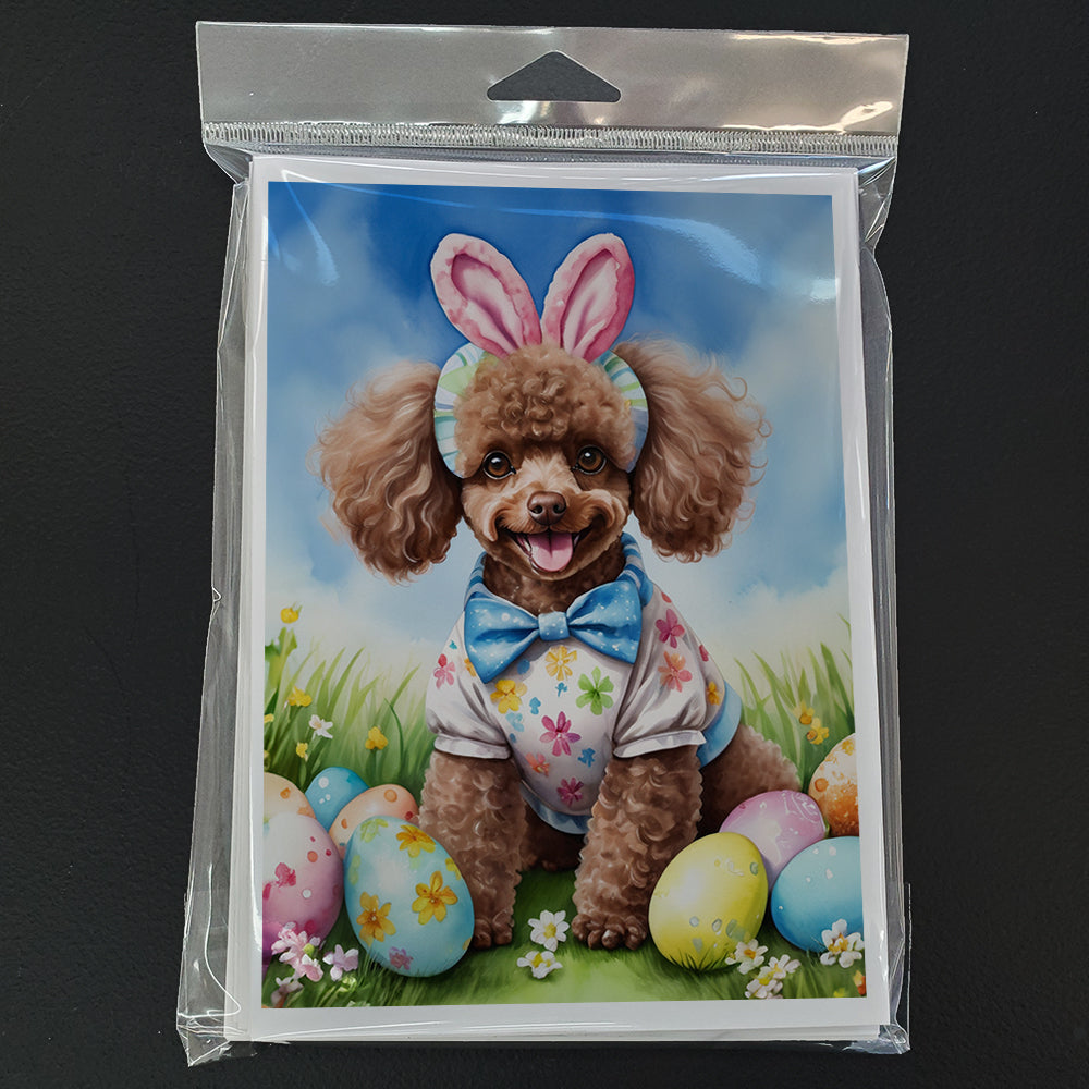 Chocolate Poodle Easter Egg Hunt Greeting Cards Pack of 8 Blank Cards with Envelopes Whimsical A7 Size 5x7