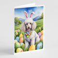 White Poodle Easter Egg Hunt Greeting Cards Pack of 8 Blank Cards with Envelopes Whimsical A7 Size 5x7