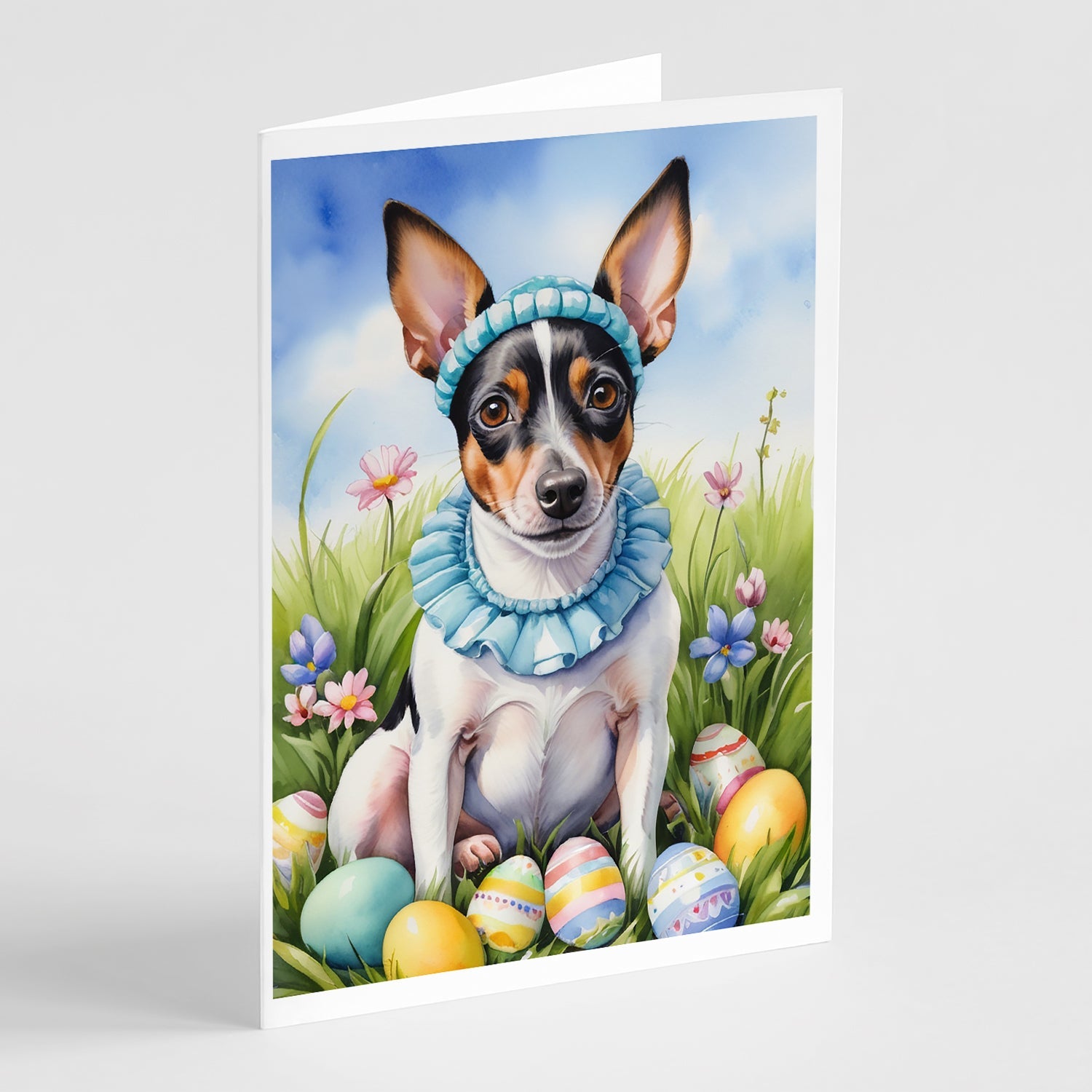 Rat Terrier Easter Egg Hunt Greeting Cards Pack of 8 Blank Cards with Envelopes Whimsical A7 Size 5x7
