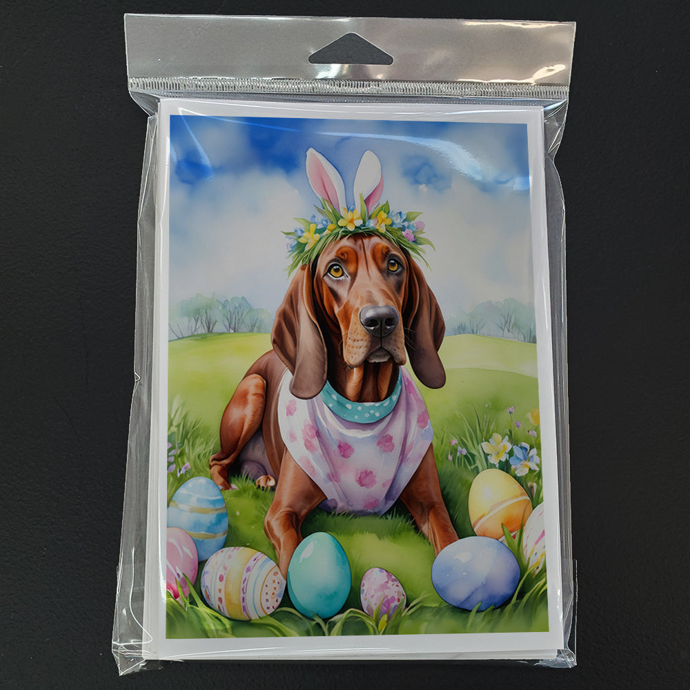 Redbone Coonhound Easter Egg Hunt Greeting Cards Pack of 8 Blank Cards with Envelopes Whimsical A7 Size 5x7