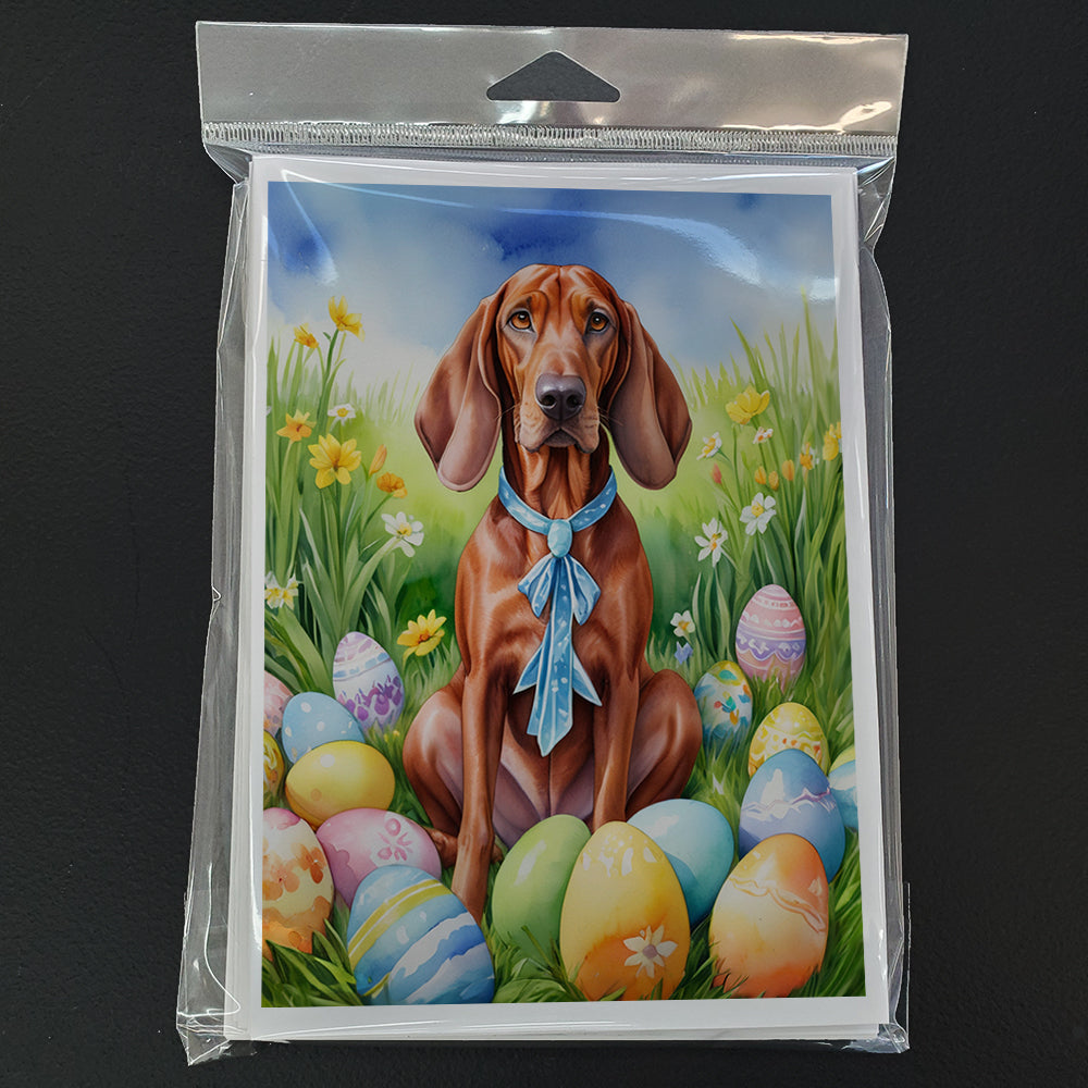 Redbone Coonhound Easter Egg Hunt Greeting Cards Pack of 8 Blank Cards with Envelopes Whimsical A7 Size 5x7