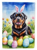 Rottweiler Easter Egg Hunt House Flag 28x40 Porch Sleeve Pole Decorative Outside Yard Banner Artwork Wall Hanging, Polyester