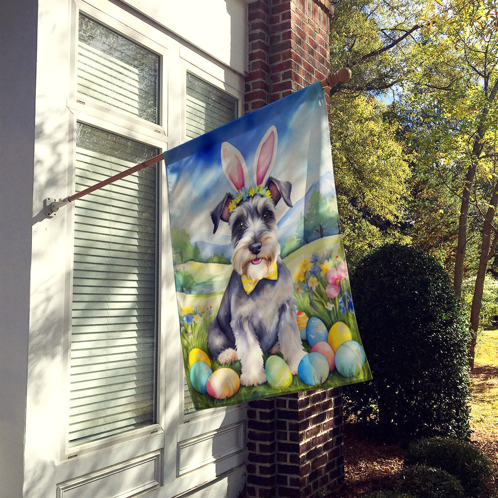 Schnauzer Easter Egg Hunt House Flag 28x40 Porch Sleeve Pole Decorative Outside Yard Banner Artwork Wall Hanging, Polyester